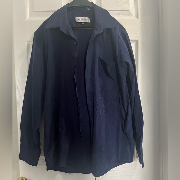Milestone Designed in Italy Navy Blue Shirt w/ one Front Pocket!! - Picture 6 of 8